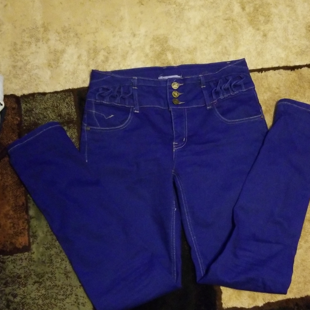 Purplish blue jeggings worn once